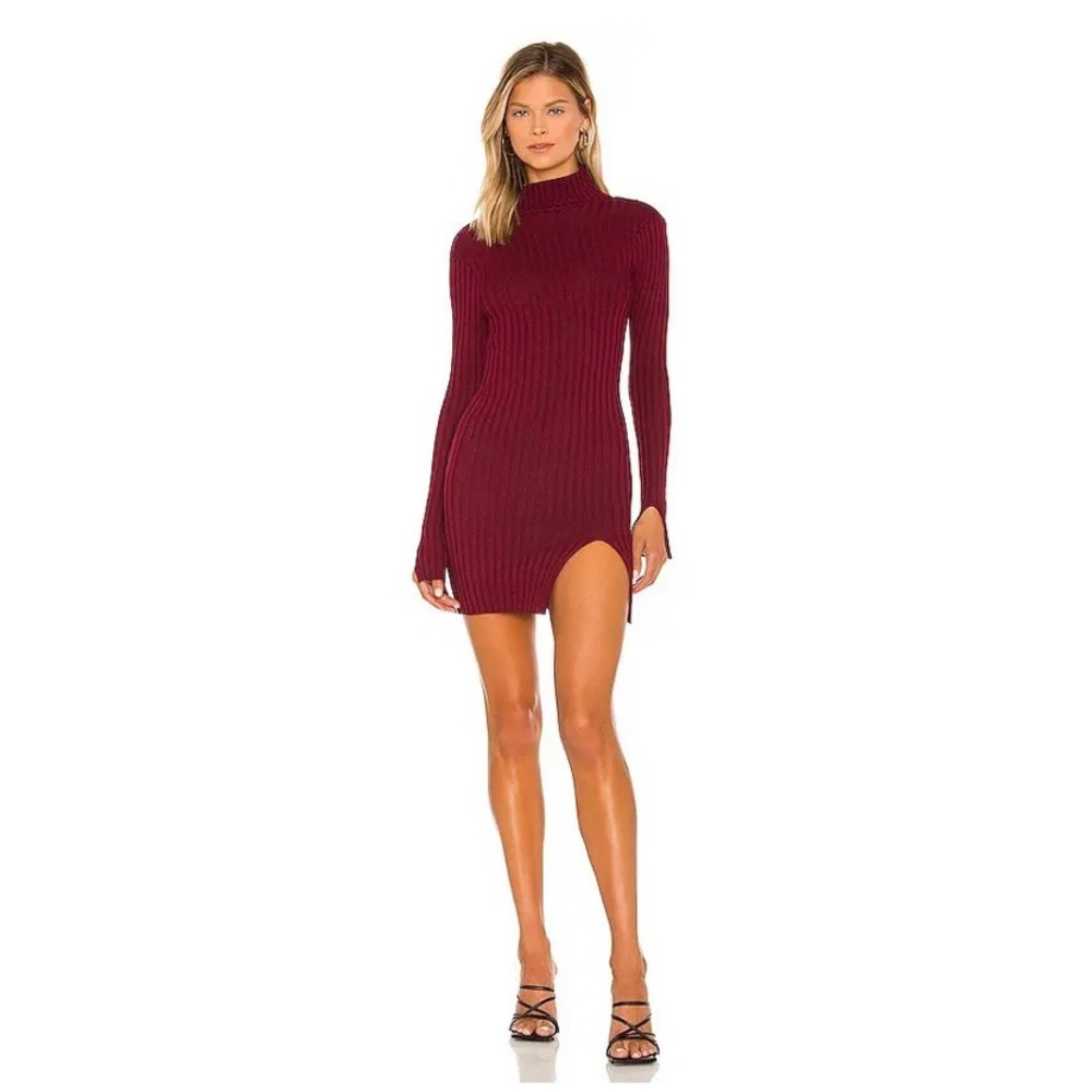 REVOLVE Burgundy Long Sleeve Dress